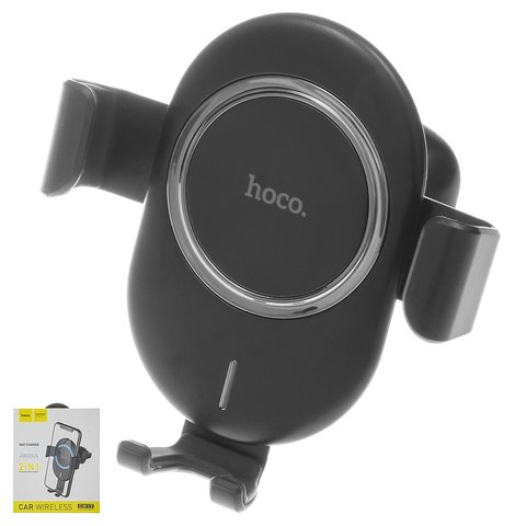 Автомобильный держатель Hoco CW17, черный, на дефлектор, с беспроводной зарядкой, выход 5В 7.5В 10В , Micro USB вход 5В 2А 9В 1.8А 
