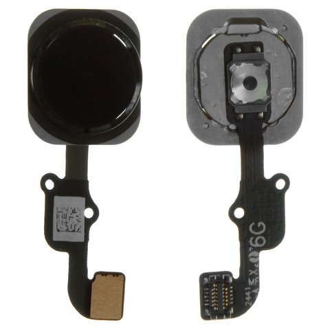 Шлейф для iPhone 6, iPhone 6 Plus, кнопки Home, черный, с пластиком, Copy