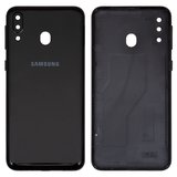Задня панель корпуса для Samsung M205F/DS Galaxy M20, чорна, із склом камери