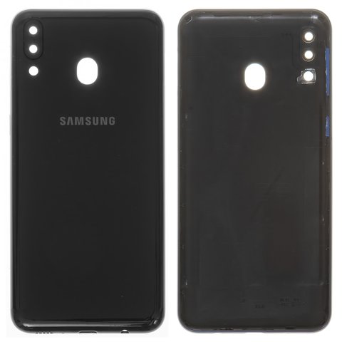 Задня панель корпуса для Samsung M205F DS Galaxy M20, чорна, із склом камери