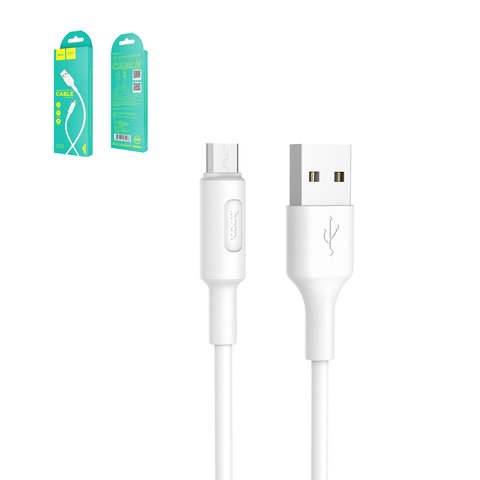 USB кабель Hoco X25, USB тип A, micro USB тип B, 100 см, 2 A, білий, #6957531080138