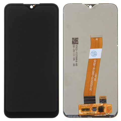 Дисплей для Samsung A015 Galaxy A01, A015M Galaxy A01, чорний, без рамки, Оригінал переклеєне скло , з широким конектором