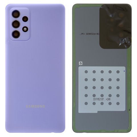 Задня панель корпуса для Samsung A725 Galaxy A72, фіолетова, із склом камери