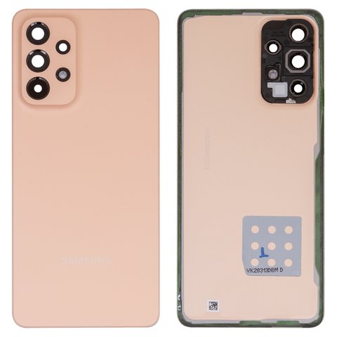 Задня панель корпуса для Samsung A336 Galaxy A33 5G, рожева, із склом камери, peach