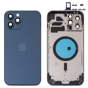 Корпус для iPhone 12 Pro Max, синій, з тримачем SIM карти, з боковими кнопками, pacific blue