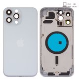 Корпус для iPhone 13 Pro Max, серебристый, с держателем SIM-карты, с боковыми кнопками, silver