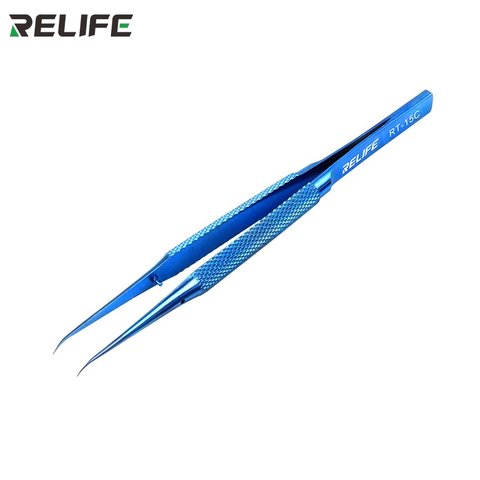 Пінцет монтажний RELIFE RT 15C, титановий сплав, вигнутий, 140 мм