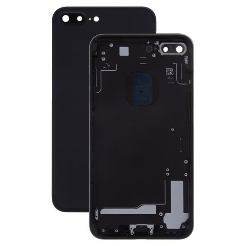 Housing compatible with Apple iPhone 7 Plus, black, with SIM card holders, with side buttons, matte, Black Matte 