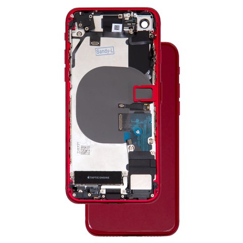 Housing compatible with iPhone 8, red, with flat cable, full set 