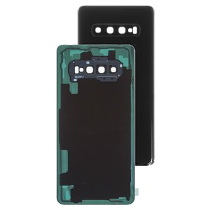 Panel trasero de carcasa puede usarse con Samsung G975 Galaxy S10 Plus, negra, con vidrio de cámara