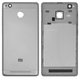 Housing Back Cover compatible with Xiaomi Redmi 3S, (gray, black, with side button, 2016031)