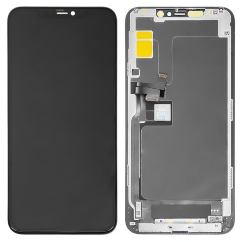 Pantalla LCD puede usarse con iPhone 11 Pro Max, negro, con marco, AAA, TFT 