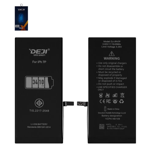 Аккумулятор Deji для Apple iPhone 7 Plus, Li ion, 3,82 B, 3410 мАч, повышенная ёмкость, original IC