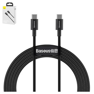 USB Cable Baseus Superior, 2xUSB type C, 200 cm, 100 W, 5 A, black, silicone  #CATYS C01