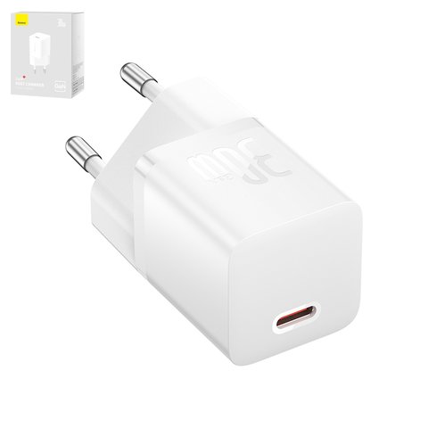 Mains Charger Baseus GaN5, 30 W, Quick Charge, white, 1 output  #CCGN070502