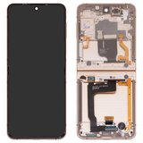 LCD compatible with Samsung F721 Galaxy Flip4, (golden, with frame, Original (PRC))