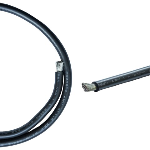 Alambre con aislamiento de silicona 6AWG, 16 mm², 1 m, negro