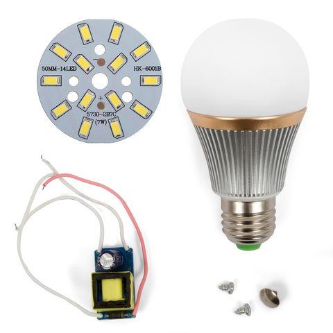 LED Light Bulb DIY Kit SQ Q22 7 W cold white, E27 