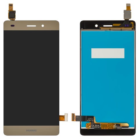 LCD compatible with Huawei P8 Lite ALE L21 , golden, Logo Huawei, without frame, Original PRC  