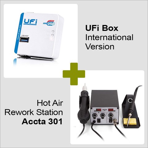 UFI Box International Version + Hot Air Rework Station Accta 301 220V 