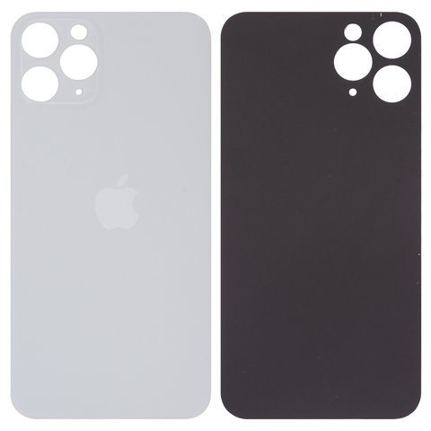 Housing Back Cover compatible with iPhone 11 Pro, white, silver, no need to remove the camera glass, Original PRC , big hole, matte silver 