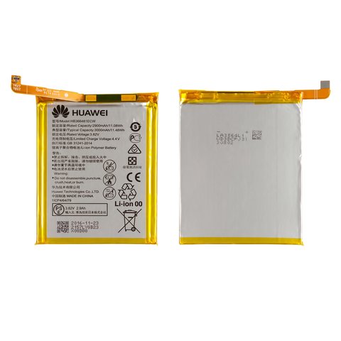 Batería HB366481ECW puede usarse con Huawei P Smart, P10 Lite, P8 Lite 2017 , Li Polymer, 3.82 V, 3000 mAh, Original PRC , PRA LA1, PRA LX2, PRA LX1, PRA LX3