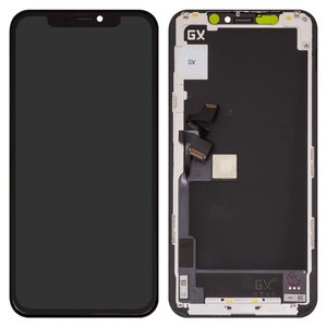 Pantalla LCD puede usarse con iPhone 11 Pro, negro, con marco, HC, OLED , GX OEM hard