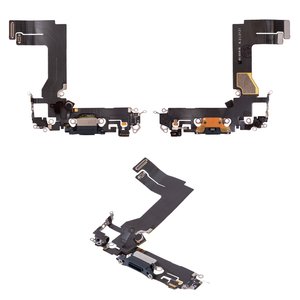 Cable flex puede usarse con iPhone 13 mini, del conector de carga, negro, con micrófono, con componentes, Original PRC , Lightning, midnight