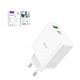 Adaptador de red Hoco C113A, 65 W, Power Delivery (PD), blanco, 2 puertos, GaN, #6931474790910
