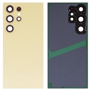 Panel trasero de carcasa puede usarse con Samsung S928 Galaxy S24 Ultra, amarillo, con vidrio de cámara, titanium yellow