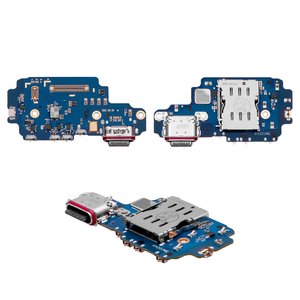 Шлейф для Samsung S908B Galaxy S22 Ultra 5G, конектора зарядки, з мікрофоном, з SIM конектором, Original PRC , плата зарядки
