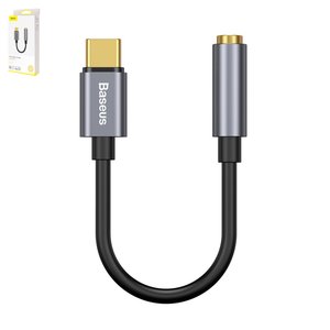 Адаптер Baseus L54, підтримує функції мікрофона, з USB тип C на 3,5 мм, USB тип C, TRS 3.5 мм, сірий, #CATL54 0G