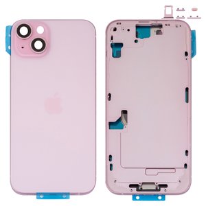 Корпус для iPhone 15 Plus, розовый, с держателем SIM карты, с боковыми кнопками, Original PRC , EU version