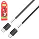 USB кабель Hoco X82, 2xUSB тип-C, 100 см, 60 Вт, 3 A, черный, силиконовый, #6931474768599