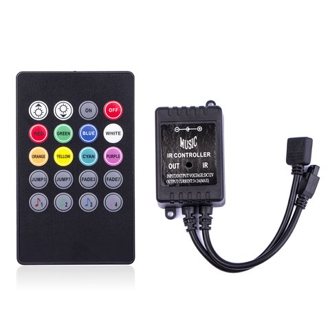Controlador de sonido con control remoto IR HTL 032 RGB, 5050, 3528, 72 W 