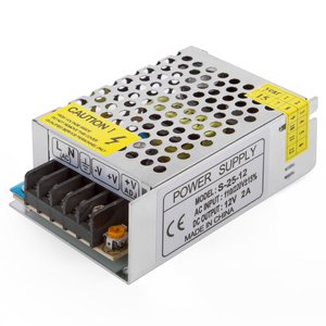 Fuente de alimentación para tiras LED de 12 V, 2 A (25 W), 110-220 V Fuente de alimentación para tiras LED de 12 V, 2 A (25 W), 110-220 V
