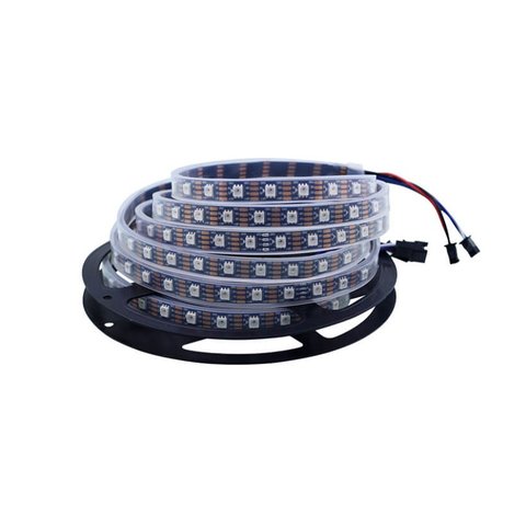 Tira de luces LED RGB SMD5050, WS2815 con controles, color negro, IP67, 12 V, 60 LEDs m, 5 m 